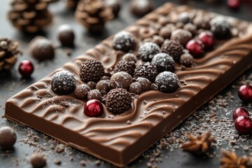 Chocolate covered with chocolate and nuts.