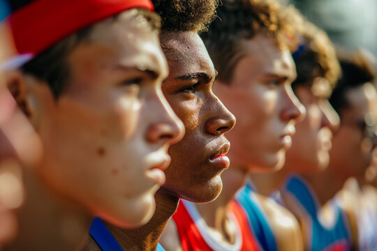 People run and compete in a stadium AI Generative