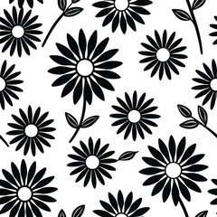 Seamless vector floral pattern with black leaves, perfect for a spring wallpaper or fabric design