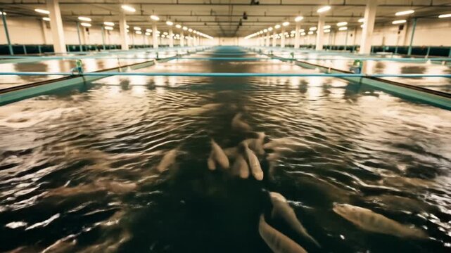 Indoor Fish Farm Swirling Waters