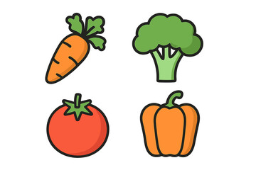 Group of fresh organic vegetables including carrot broccoli tomato and bell pepper for healthy lifestyle and diet