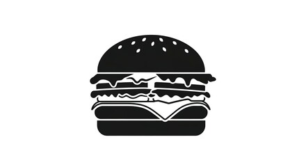 Burger icon black and white isolated