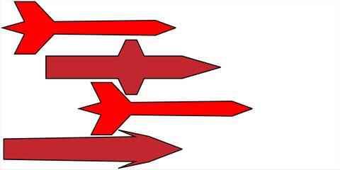 Ballistic missile silhouettes vector set
