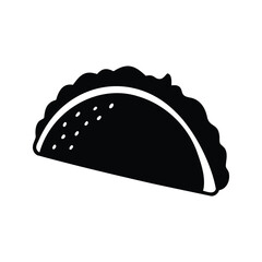 Stylized monochrome illustration of a delicious taco isolated on a white background, taco with sauce silhouette vector illustration