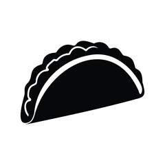 Empanada silhouette with crimped edges, a traditional savory pastry dish, taco with sauce silhouette vector illustration