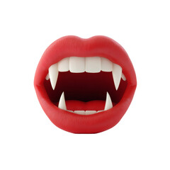 Naklejka premium Stylized Vampire Fangs and Lips Illustration Floating on Isolated Transparent Canvas