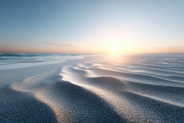 Fototapeta premium Macro Close Up Of Beach Sand Texture With Ripples Under Setting Sun