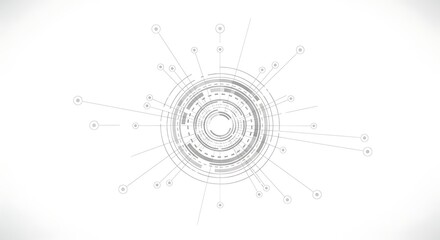 Abstract digital circle with connecting lines