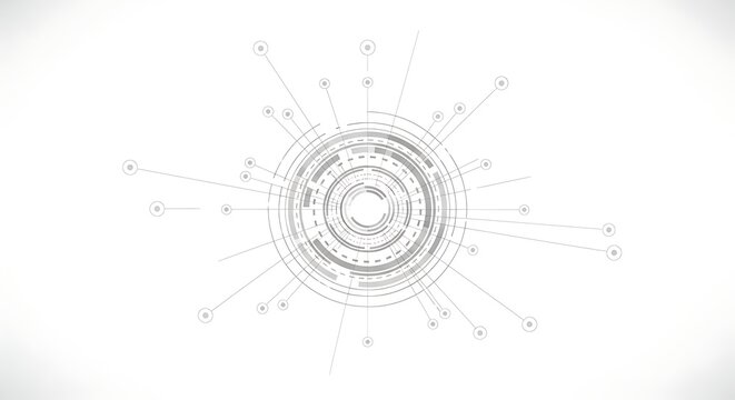 Abstract digital circle with connecting lines