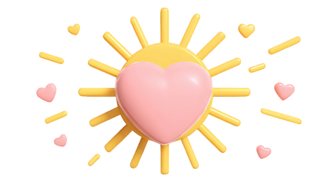 3D Rendered Sun With Pink Heart