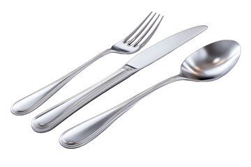 Elegant Silver Cutlery Set Against Black Background