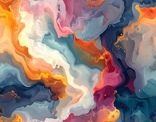 An abstract and vibrant watercolor painting with fluid, flowing shapes and a mix of colors that creates a dreamy and artistic effect.