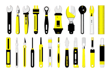 Collection Of Yellow And White Tools