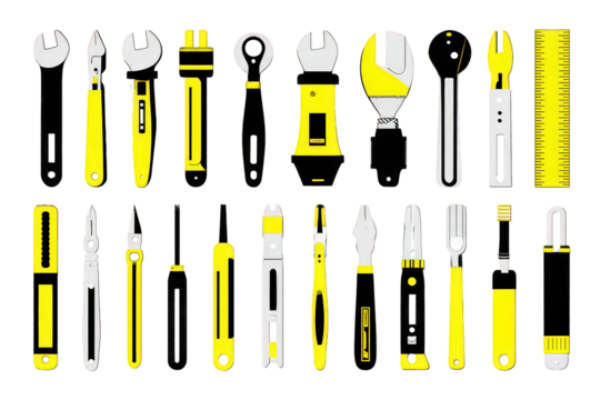 Collection Of Yellow And White Tools