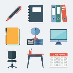 Business Office and Stationery Essentials Vector Icons