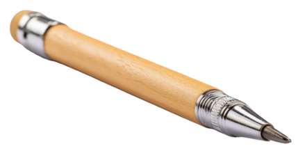Elegant Light Brown Wooden Pen with Silver Accents