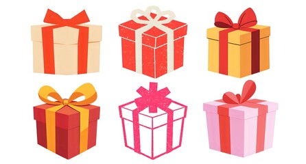 ピンクや赤、オレンジのプレゼントボックス