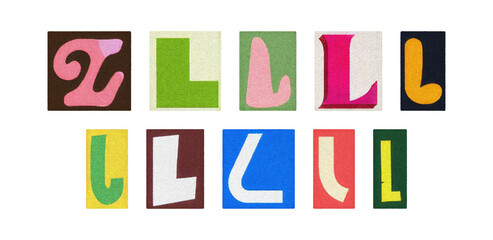 Assorted letter L glyphs, uppercase and lowercase, transparent PNG set
