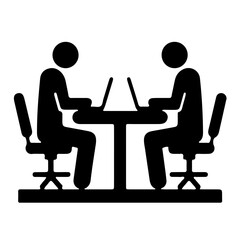 Shared Coworking Desk with Laptops Icon Minimalist Black Vector