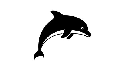 Fototapeta premium Black silhouette dolphin illustration isolated on white background