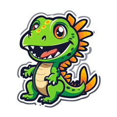 Naklejka premium Cheerful Baby Dinosaur Cartoon Mascot