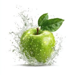 Green Apple In Water Splash