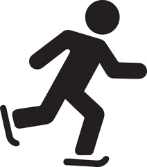 Skating silhouette glyph icon, simple winter sport vector design for activity and fun.