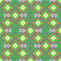 seamless geometric pattern
The symmetrical layout and handcrafted pixel texture evoke ethnic textile aesthetics, making it ideal for use in fabric prints, wallpapers, packaging, and cultural-themed 