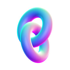 3D Abstract Illustration of Interlocked Glossy Validator Rings in Blue, Cyan, Purple, and Pink Gradient
