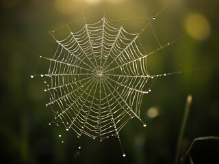 Naklejka premium spider web with dew drops