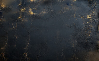 Abstract dark monochrome background with golden effect for design. Copy space.