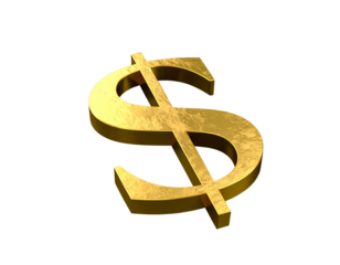 Golden textured dollar sign symbol on black background
