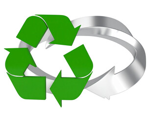 Obraz premium Green recycling symbol, möbius ring, white background