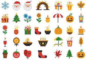 Colorful collage showcases diverse small vectorstyle icons on a white backdrop