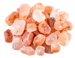 imalayan pink salt crystals on a transparent backgroun 