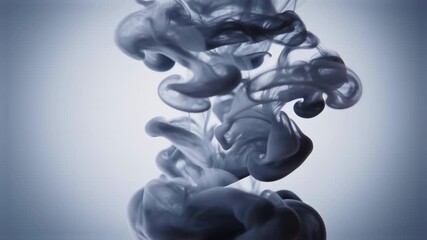 Black smoke swirls gracefully against a soft blue backdrop, creating mesmerizing shapes and patterns that evoke feelings of mystery and beauty - Powered by Adobe