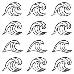 Fototapeta premium Stylized ocean waves graphic water surf
