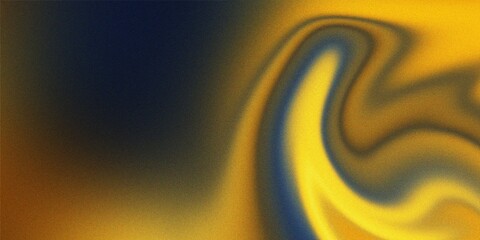 Yellow Blue and Dark Abstract Fluid Swirls with Grain image photo