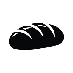 Simple black silhouette of a loaf of bread, perfect for breakfast, bread loaf silhouette vector illustration