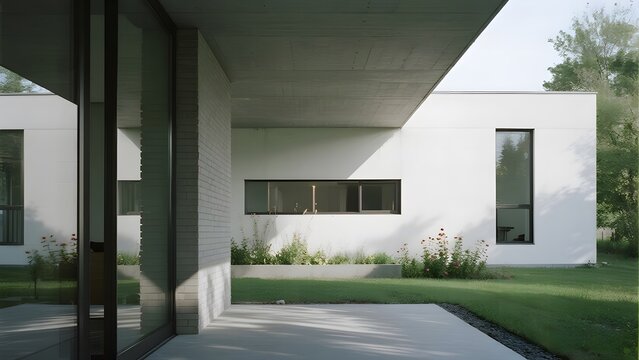 Luxurious modern villa with a stunning swimming pool, bathed in the warm glow of a beautiful sunset, offering an ideal setting for relaxation and upscale living