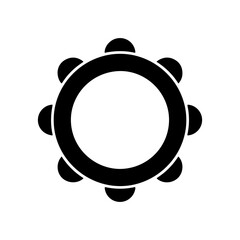 Minimalist Flat Vector Tambourine Music Instrument Icon Black and White