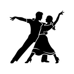 Minimalist Black Silhouette Vector Design of Dancing Couple