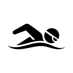 Minimalist Flat Vector Swimmer Icon with Cap and Goggles