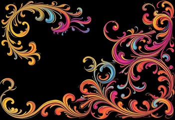 Fototapeta premium Intricate, flowing calligraphic swirls in a cohesive design set, decorative, isolated