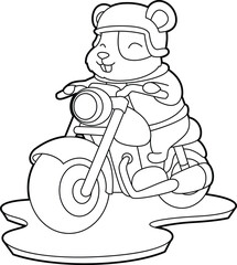 Hamster Motorcycle Animal Vector Graphic Art Illustrtion
