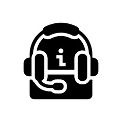 Black Flat Vector Headset with Microphone and Information Icon