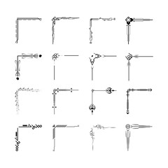 Set Hand Draw Of Corners Different Shapes Flower Decoration Vector Design Doodle Sketch Style For Wedding And Banner