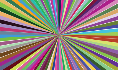 Colorful radial pattern with lines emanating from a central point.