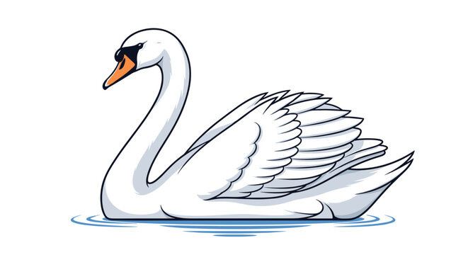 Pixel art black swan swimming in water. Detailed 8-bit style wild bird digital graphic vector illustration svg, isolated on transparent background.