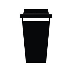 A minimalistic vector illustration of a disposable coffee cup with a lid, takeaway coffee cup silhouette vector illustration